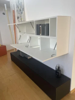 ArtigianMobili Wohnwände & Tv-Lowboards|Schrankkombination Titolo Hängeelement Lack Weiß Bodenelement Glas Schwarz