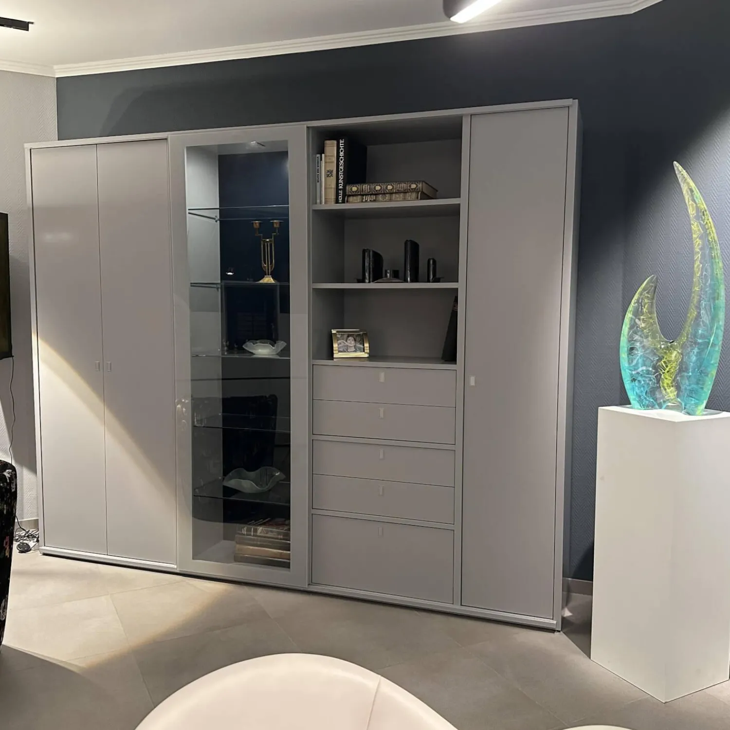 Interlübke Kleiderschränke|Schrankwand Studimo Front Und Korpus Lack Rauch Grau Matt Inklusive LED Beleuchtung