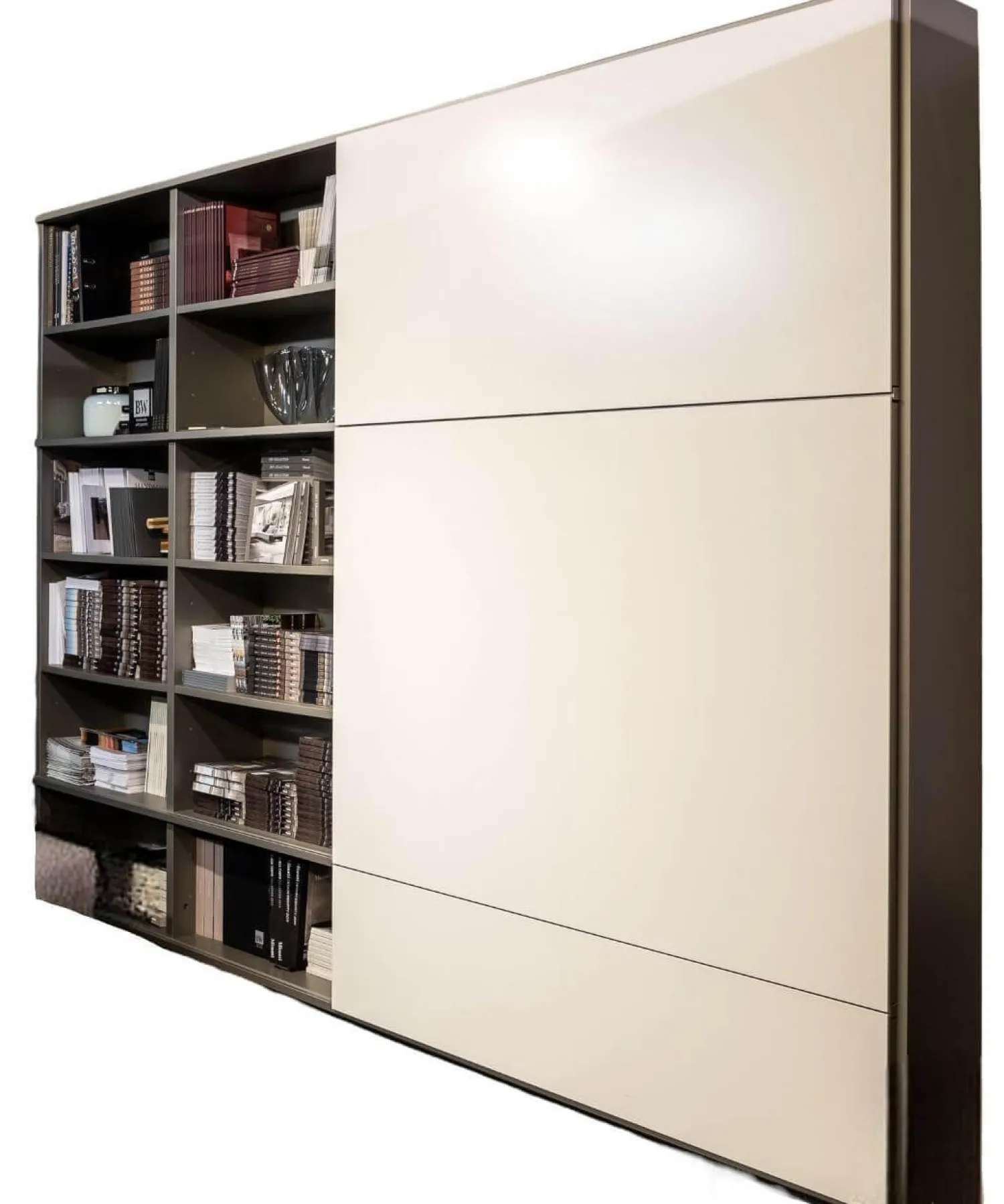 Interlübke Wohnwände & Tv-Lowboards|Schrankwand Studimo Lack Silbergrau Metallic Schiebetüren Lack Schneeweiß