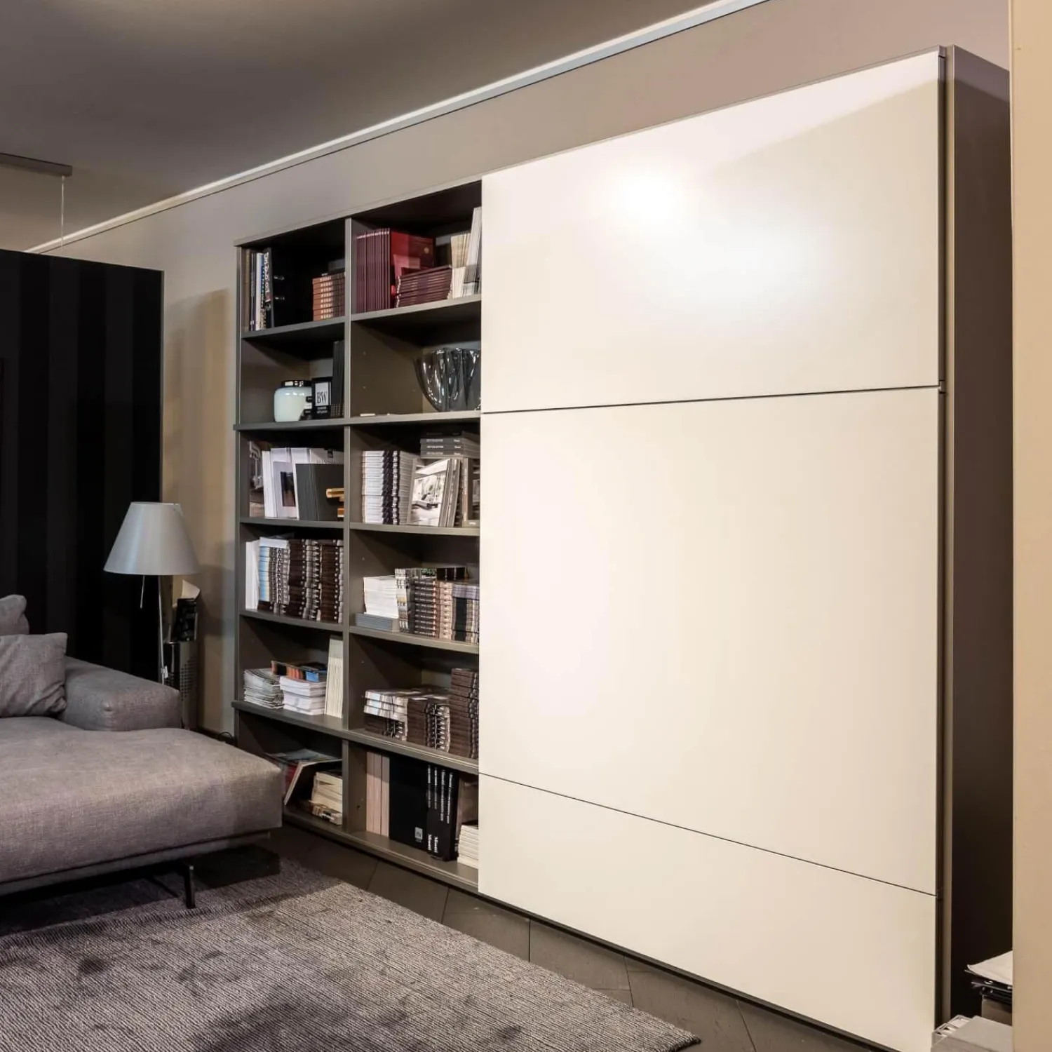 Interlübke Wohnwände & Tv-Lowboards|Schrankwand Studimo Lack Silbergrau Metallic Schiebetüren Lack Schneeweiß