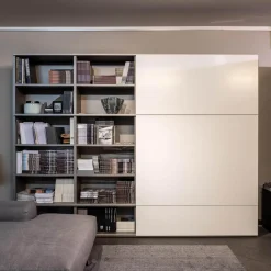 Interlübke Wohnwände & Tv-Lowboards|Schrankwand Studimo Lack Silbergrau Metallic Schiebetüren Lack Schneeweiß