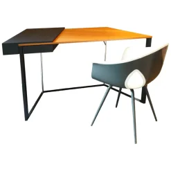 Cattelan Italia Schreibtische & Sekretäre|Schreibtisch Clarion Platte Geprägtes MDF Und Nussbaum Gestell Stahl Schwarz Inklusive Sessel Ginger Ale