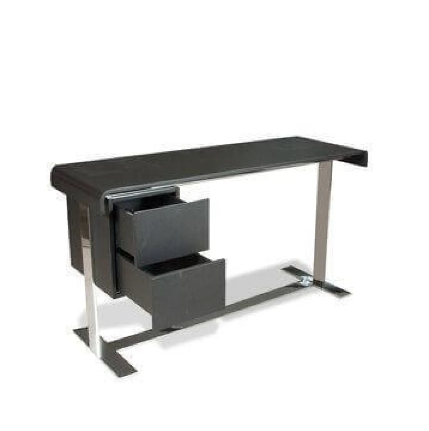 B&B Italia Schreibtische & Sekretäre|Schreibtisch Eileen Kernleder Schwarz Ladenelement Eiche Schwarz Gebeizt Gestell Glänzend Verchromt