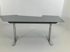 Montana Schreibtische & Sekretäre|Schreibtisch HiLow 2 MDF Fjord Anthrazit Grau Gestell Aluminium Chrom Glänzend Höhenverstellbar