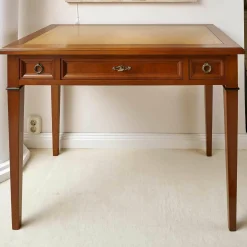 Ebanart Schreibtische & Sekretäre|Schreibtisch Kirschbaum Massiv Tischplatte Leder Mit Goldprägung