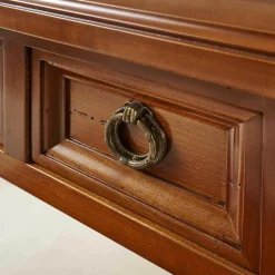 Ebanart Schreibtische & Sekretäre|Schreibtisch Kirschbaum Massiv Tischplatte Leder Mit Goldprägung