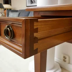 Ebanart Schreibtische & Sekretäre|Schreibtisch Kirschbaum Massiv Tischplatte Leder Mit Goldprägung