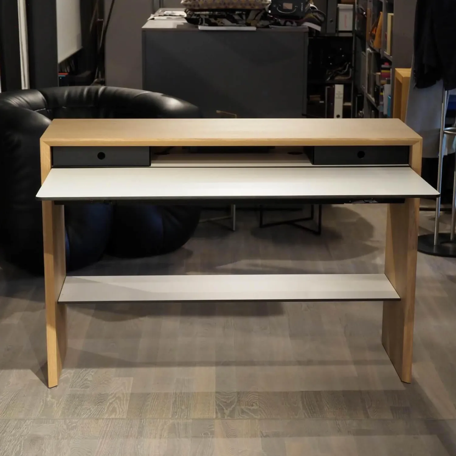 Girsberger Schreibtische & Sekretäre|Schreibtisch La Punt Eiche Massiv Aufgehellt Lackiert Arbeitstablar Klappbar