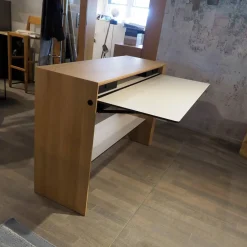 Girsberger Schreibtische & Sekretäre|Schreibtisch La Punt Eiche Massiv Aufgehellt Lackiert Arbeitstablar Klappbar