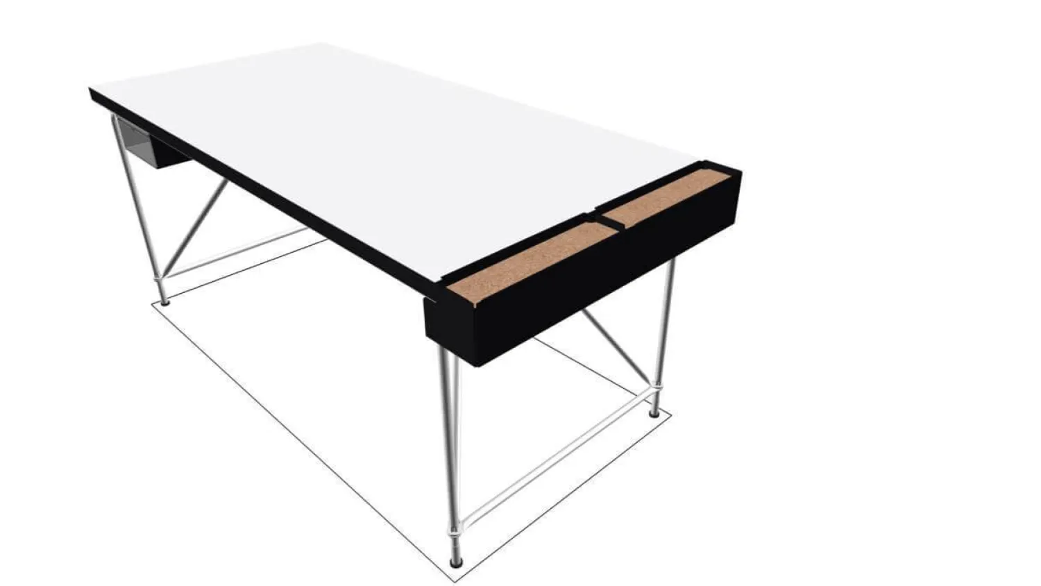 System 180 Schreibtische & Sekretäre|Schreibtisch Rackpod Auf Sockelfüßen mit Ablagefach