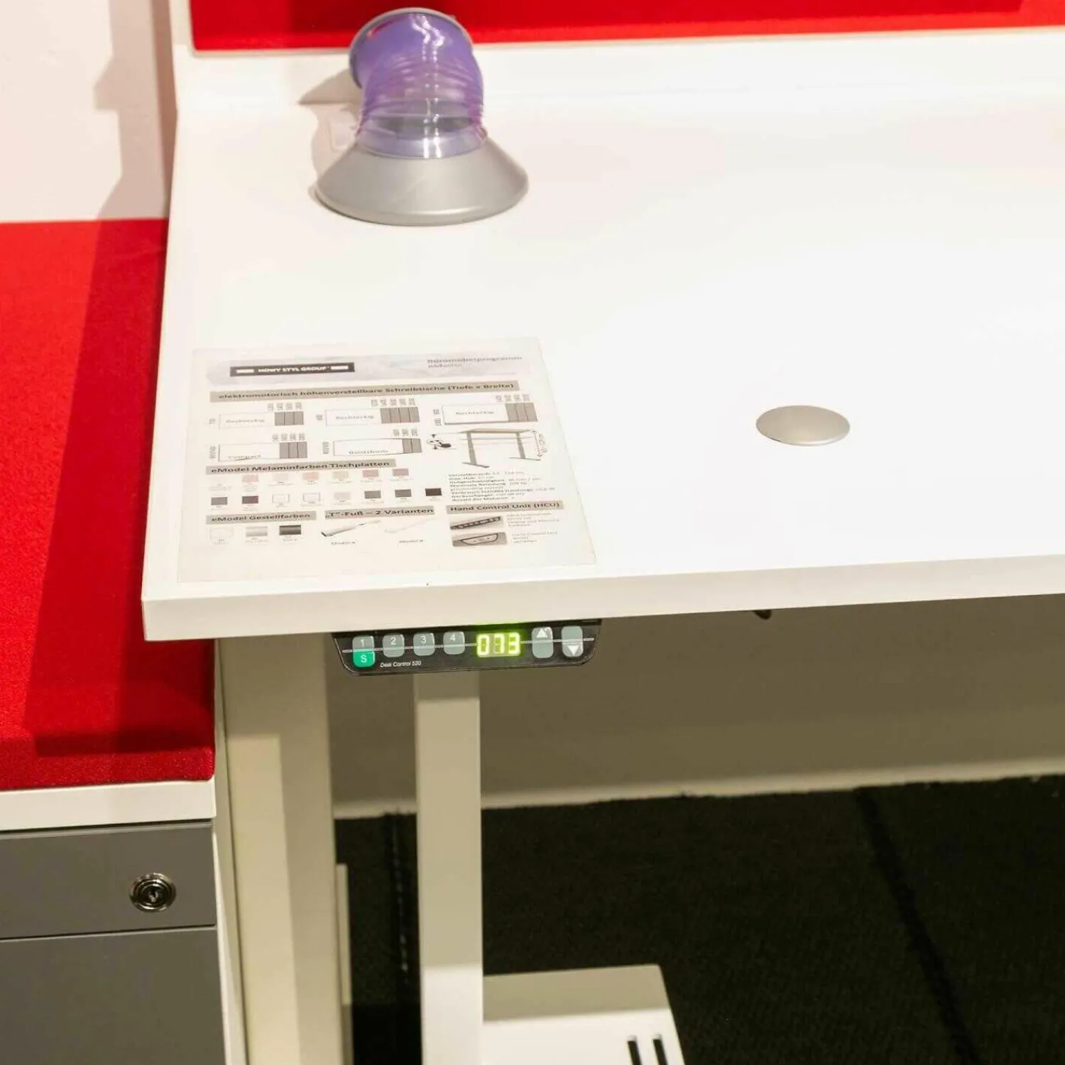 Style Selection Schreibtische & Sekretäre|Schreibtisch Velum E10 mit Motorisch Verstellbarer Rollcontainer Velum E10