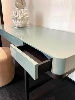 Lema Schreibtische & Sekretäre|Schreibtisch Victor Lack Hochglanz 232 Aneto Blau Untergestell Eiche Carbone Schwarz