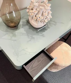 Lema Schreibtische & Sekretäre|Schreibtisch Victor Lack Hochglanz 232 Aneto Blau Untergestell Eiche Carbone Schwarz