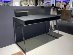 Hülsta Schreibtische & Sekretäre|Schreibtisch ZO 100 Tisch Paneel Schwarz Kufengestell Schwarz Mit Rollcontainer Korpus Und Front Champagner