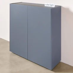 Interlübke Schuhschränke|Schuhschrank Cube Light T21 Mattlack Anthrazit Glas