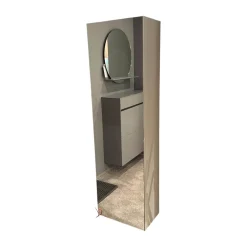 Schönbuch Schuhschränke|Schuhschrank Lack Basisfarbe Asphalt 45 Grau Metalloberfläche Chrom Glänzend Mit Verspiegelter Tür