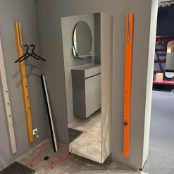 Schönbuch Schuhschränke|Schuhschrank Lack Basisfarbe Asphalt 45 Grau Metalloberfläche Chrom Glänzend Mit Verspiegelter Tür