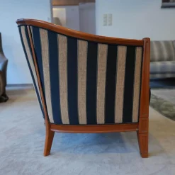 Eigene Herstellung Relaxsessel|Schulenburg Sichtholzsessel Monaco Bezug Stoff Stripe 4318 Sichtholzgestell Kirschbaum Massiv Antik