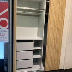 Musterring Kleiderschränke|Schwebetürenschrank Isabelle 203 Dekor Champagner Weiß Beige Absetzung Eiche Bianco Inklusive Beleuchtung