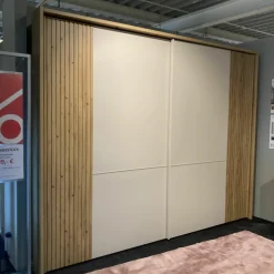 Musterring Kleiderschränke|Schwebetürenschrank Isabelle 203 Dekor Champagner Weiß Beige Absetzung Eiche Bianco Inklusive Beleuchtung
