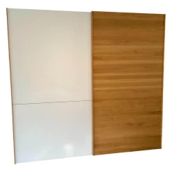 Team 7 Kleiderschränke|Schwebetürenschrank Lunetto Eiche Naturöl Glas Naturweiß Matt mit Innenbeleuchtung