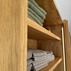 Team 7 Kleiderschränke|Schwebetürenschrank Lunetto Eiche Naturöl Glas Naturweiß Matt mit Innenbeleuchtung