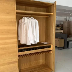 Team 7 Kleiderschränke|Schwebetürenschrank Lunetto Eiche Naturöl Glas Naturweiß Matt mit Innenbeleuchtung