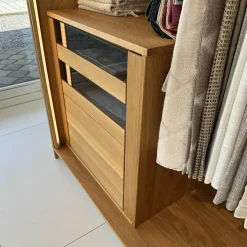 Team 7 Kleiderschränke|Schwebetürenschrank Lunetto Eiche Naturöl Glas Naturweiß Matt mit Innenbeleuchtung