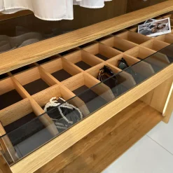 Team 7 Kleiderschränke|Schwebetürenschrank Lunetto Eiche Naturöl Glas Naturweiß Matt mit Innenbeleuchtung