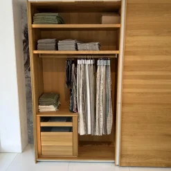 Team 7 Kleiderschränke|Schwebetürenschrank Lunetto Eiche Naturöl Glas Naturweiß Matt mit Innenbeleuchtung