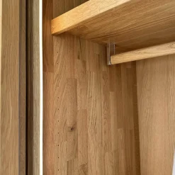 Team 7 Kleiderschränke|Schwebetürenschrank Lunetto Eiche Naturöl Glas Naturweiß Matt mit Innenbeleuchtung