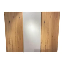 Team 7 Kleiderschränke|Schwebetürenschrank Soft Eiche Wild Weißöl Farbglas Matt Hellgrau Inklusive Innenleben Und Beleuchtung