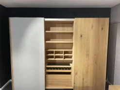 Team 7 Kleiderschränke|Schwebetürenschrank Soft Eiche Wild Weißöl Farbglas Matt Hellgrau Inklusive Innenleben Und Beleuchtung