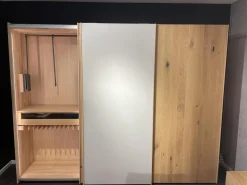 Team 7 Kleiderschränke|Schwebetürenschrank Soft Eiche Wild Weißöl Farbglas Matt Hellgrau Inklusive Innenleben Und Beleuchtung