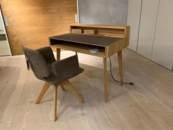 Team 7 Schreibtische & Sekretäre|Sekretär Sol Freistehend Kernbuche Massiv Geölt Platte in Naturleder L7 Tartufo