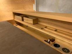 Team 7 Schreibtische & Sekretäre|Sekretär Sol Freistehend Kernbuche Massiv Geölt Platte in Naturleder L7 Tartufo