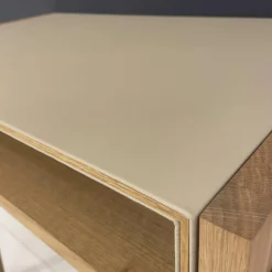 Team 7 Schreibtische & Sekretäre|Sekretär Sol Platte Bezug Leder L1 70230 Altweiß Beige Eiche Naturöl