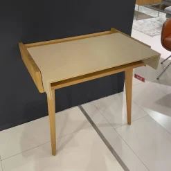 Team 7 Schreibtische & Sekretäre|Sekretär Sol Platte Bezug Leder L1 70230 Altweiß Beige Eiche Naturöl