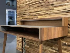 Team 7 Schreibtische & Sekretäre|Sekretär Sol Platte Leder Origin Mittelgrau Grau Gestell Nussbaum Natur Inklusive Licht