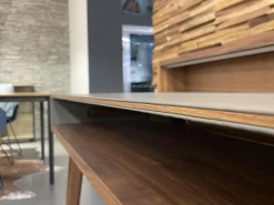 Team 7 Schreibtische & Sekretäre|Sekretär Sol Platte Leder Origin Mittelgrau Grau Gestell Nussbaum Natur Inklusive Licht