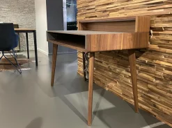 Team 7 Schreibtische & Sekretäre|Sekretär Sol Platte Leder Origin Mittelgrau Grau Gestell Nussbaum Natur Inklusive Licht