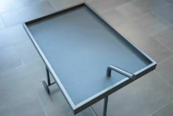 COR Regale|Servierwagen Bond Tischauflage Leder 175 Schwarz Gestell Schwarzbraun Feinstruktur Mit Rollen