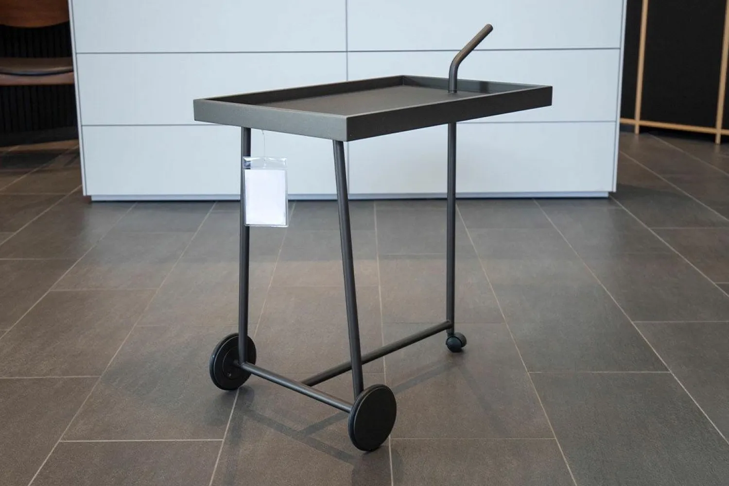 COR Regale|Servierwagen Bond Tischauflage Leder 175 Schwarz Gestell Schwarzbraun Feinstruktur Mit Rollen