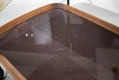 Porada Konsolen|Servierwagen Jet 1 Nussbaum Canaletta Platten Lack Cioccolato Lucido Braun Gestell Metall Schwarz Mit Rollen