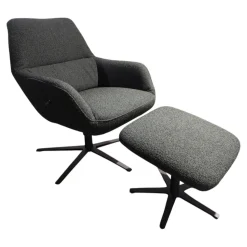 himolla Loungesessel|Sessel 7841 Stoff Crumble Bottle Grün Grau Sternfuß Stahl Anthrazit Mit Hocker