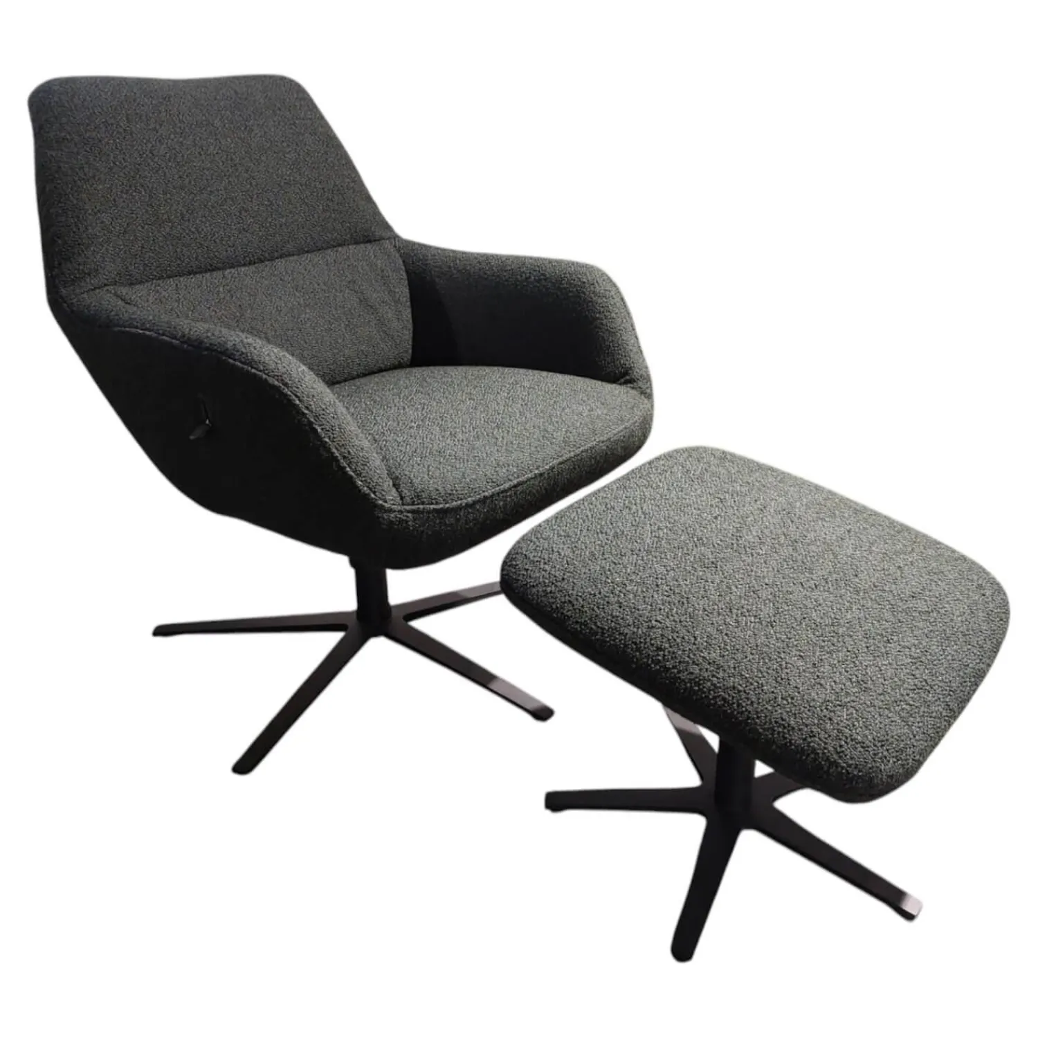 himolla Loungesessel|Sessel 7841 Stoff Crumble Bottle Grün Grau Sternfuß Stahl Anthrazit Mit Hocker
