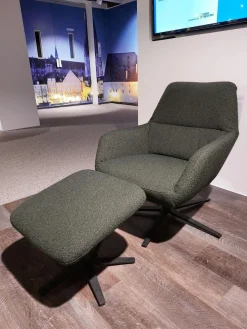 himolla Loungesessel|Sessel 7841 Stoff Crumble Bottle Grün Grau Sternfuß Stahl Anthrazit Mit Hocker