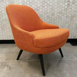 Walter Knoll Loungesessel|Sessel 375 10 Stoff Lucia 7687 Orange Gestell Massivholz Eiche Schwarz Geflammt Geölt