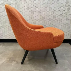 Walter Knoll Loungesessel|Sessel 375 10 Stoff Lucia 7687 Orange Gestell Massivholz Eiche Schwarz Geflammt Geölt