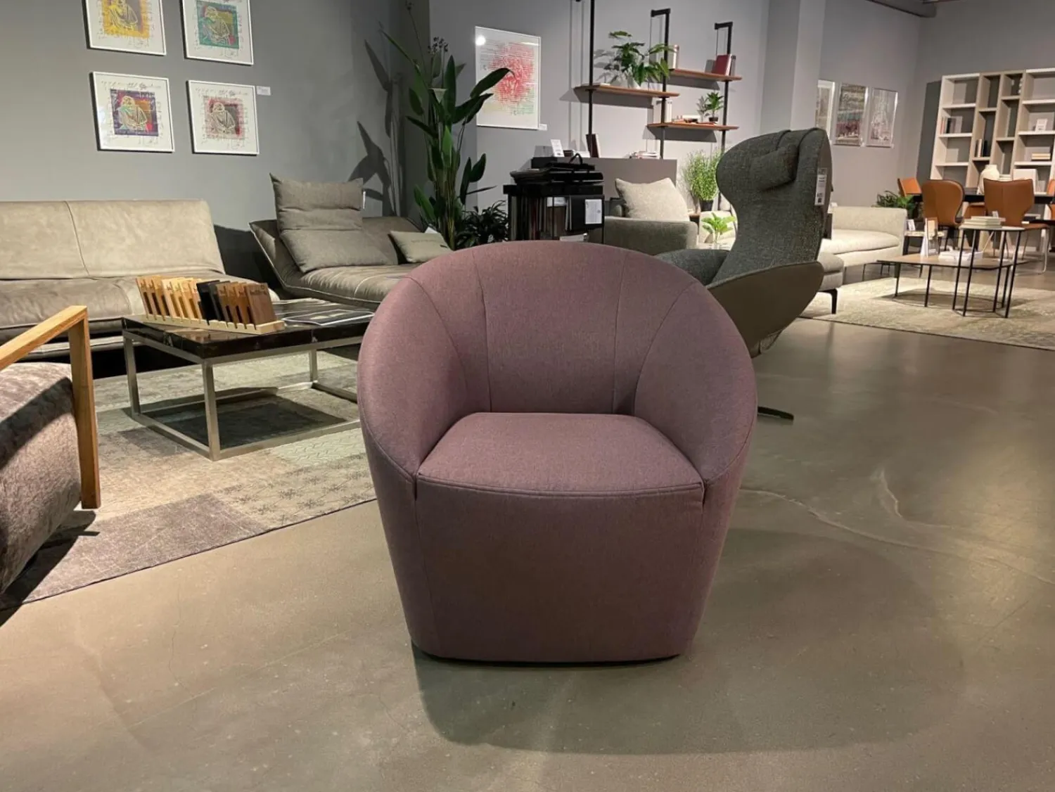 freistil Rolf Benz Relaxsessel|Sessel 178 Bezug 1075 Flachgewebe Pastellviolett Mit Kunststoffgleitern